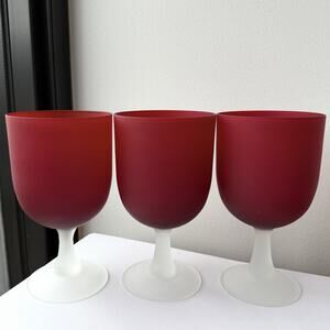Carlo Moretti Rosenthal-Netter Red Satinato Wine Glasses Set Of 3 - Frosted MCM